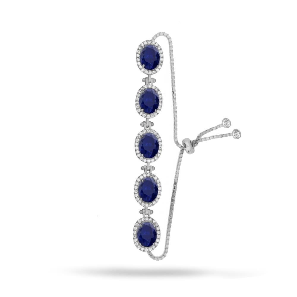 925 Ayar Gümüş Safir Oval Taşlı  Bileklik