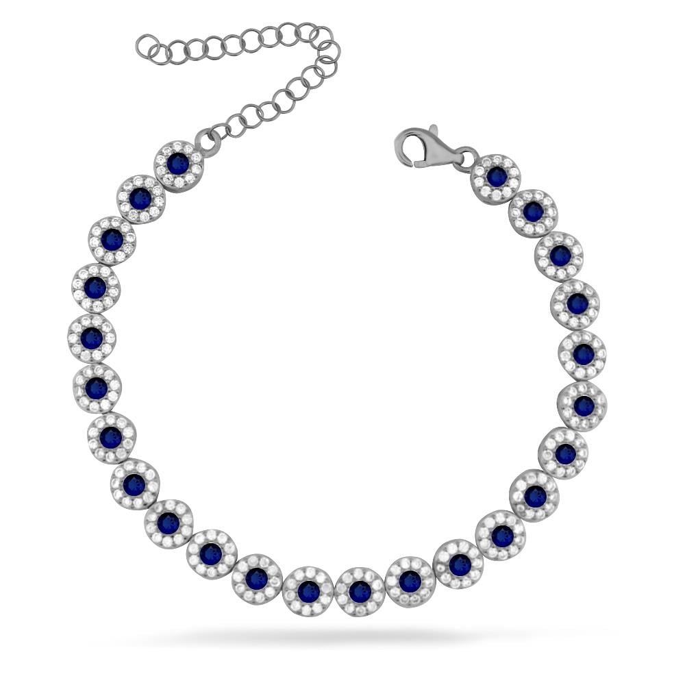 925 Ayar Gümüş Safir Yuvarlak Taşlı Su Yolu Bileklik