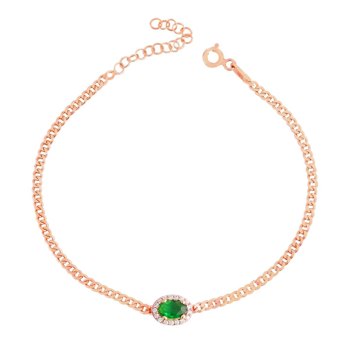 925 Ayar Gümüş Safir Zümrüt Oval Taşlı Gurmet Zincir Bileklik