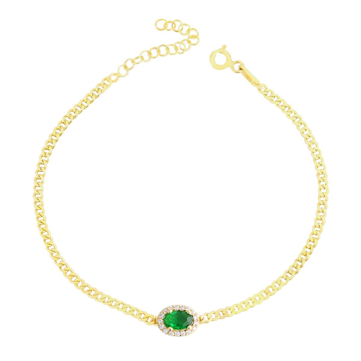 925 Ayar Gümüş Safir Zümrüt Oval Taşlı Gurmet Zincir Bileklik