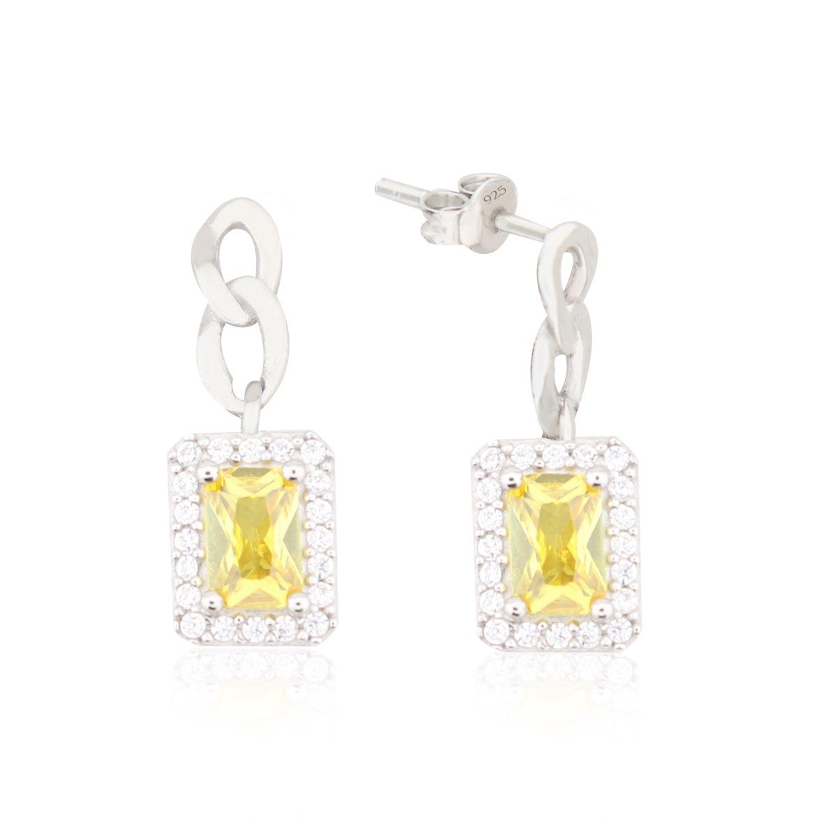 925 Ayar Gümüş Sitrin Baget Takı Seti Zincir Detay