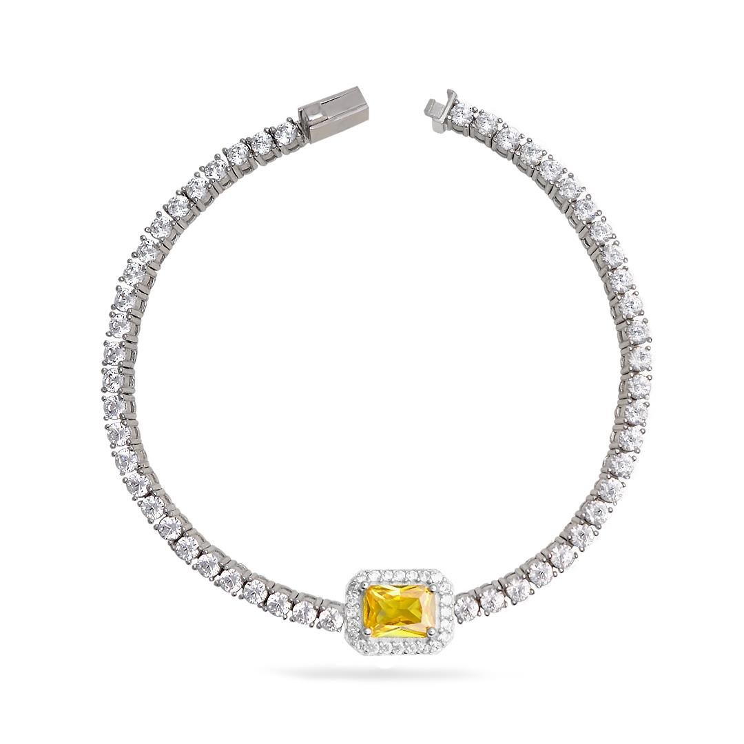 925 Ayar Gümüş Sitrin Baget Taşlı Su Yolu Bileklik