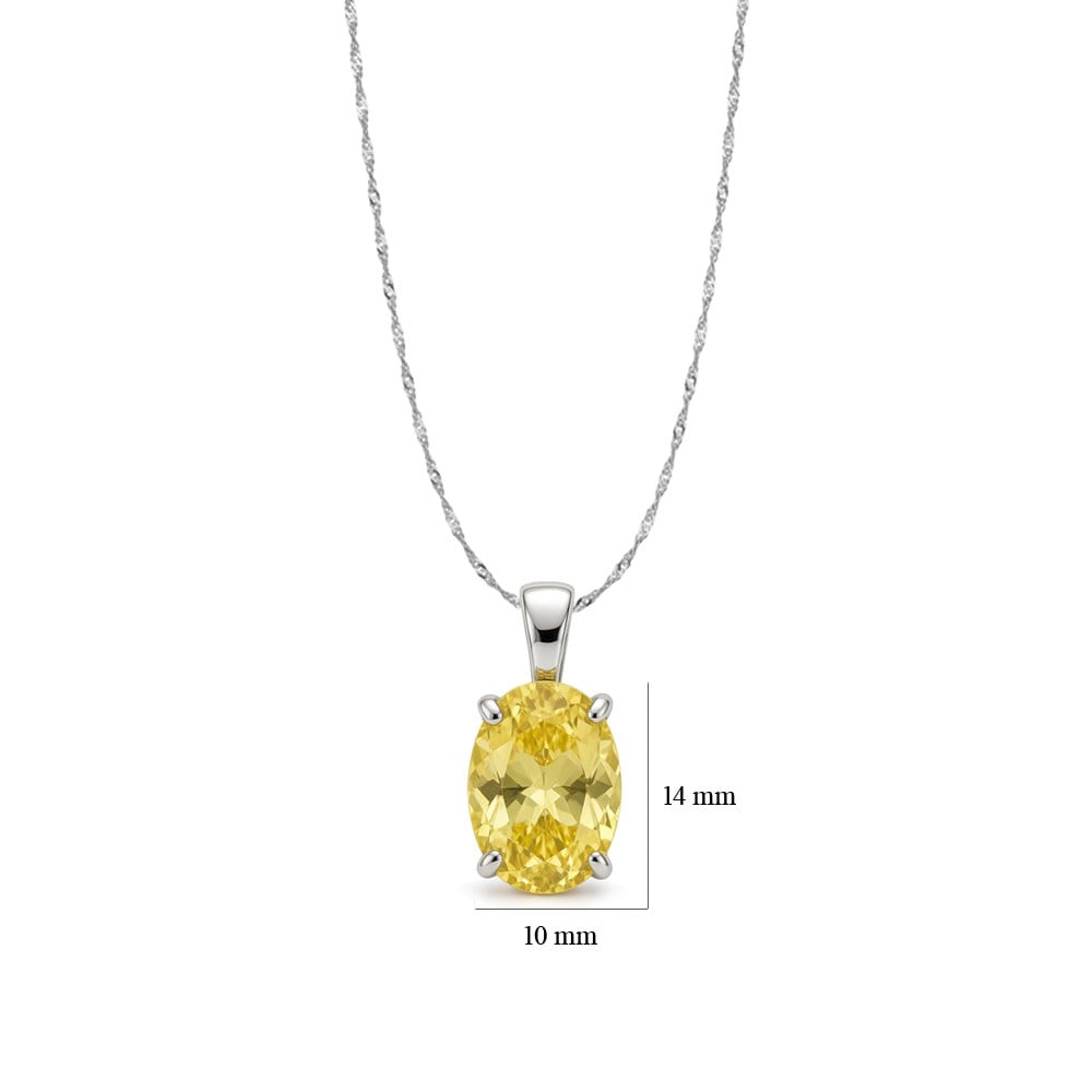 925 Ayar Gümüş Sitrin Ice Cut Oval Taş Kolye