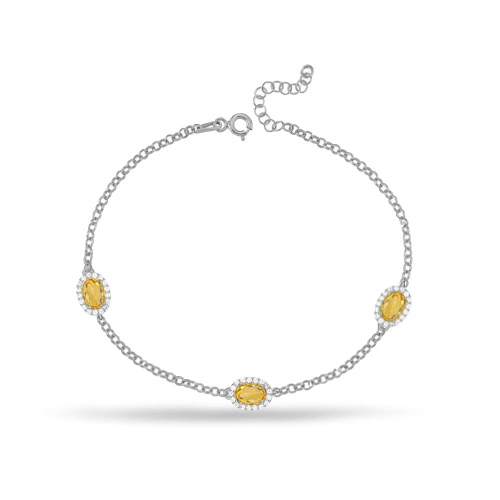 925 Ayar Gümüş Sitrin Oval Taşlı Bileklik