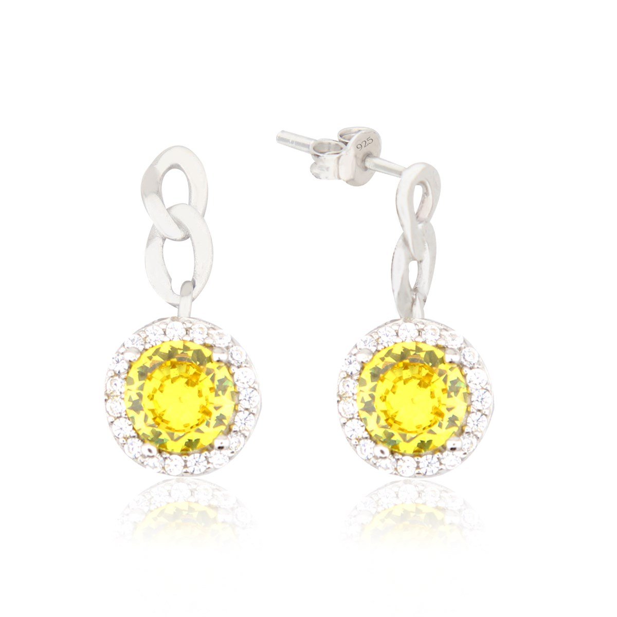 925 Ayar Gümüş Sitrin Takı Seti Zincir Detay