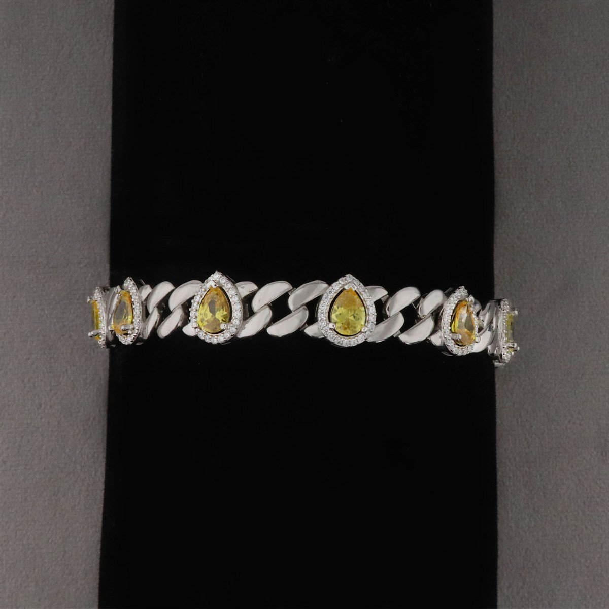 925 Ayar Gümüş Sitrin Taşlı Damla Desen Bileklik