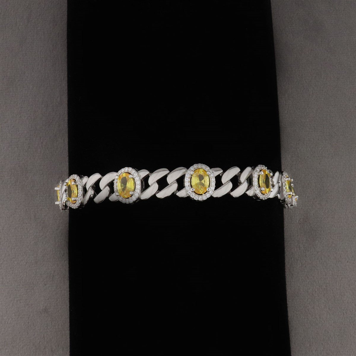 925 Ayar Gümüş Sitrin Taşlı Oval Desen Şık Bileklik