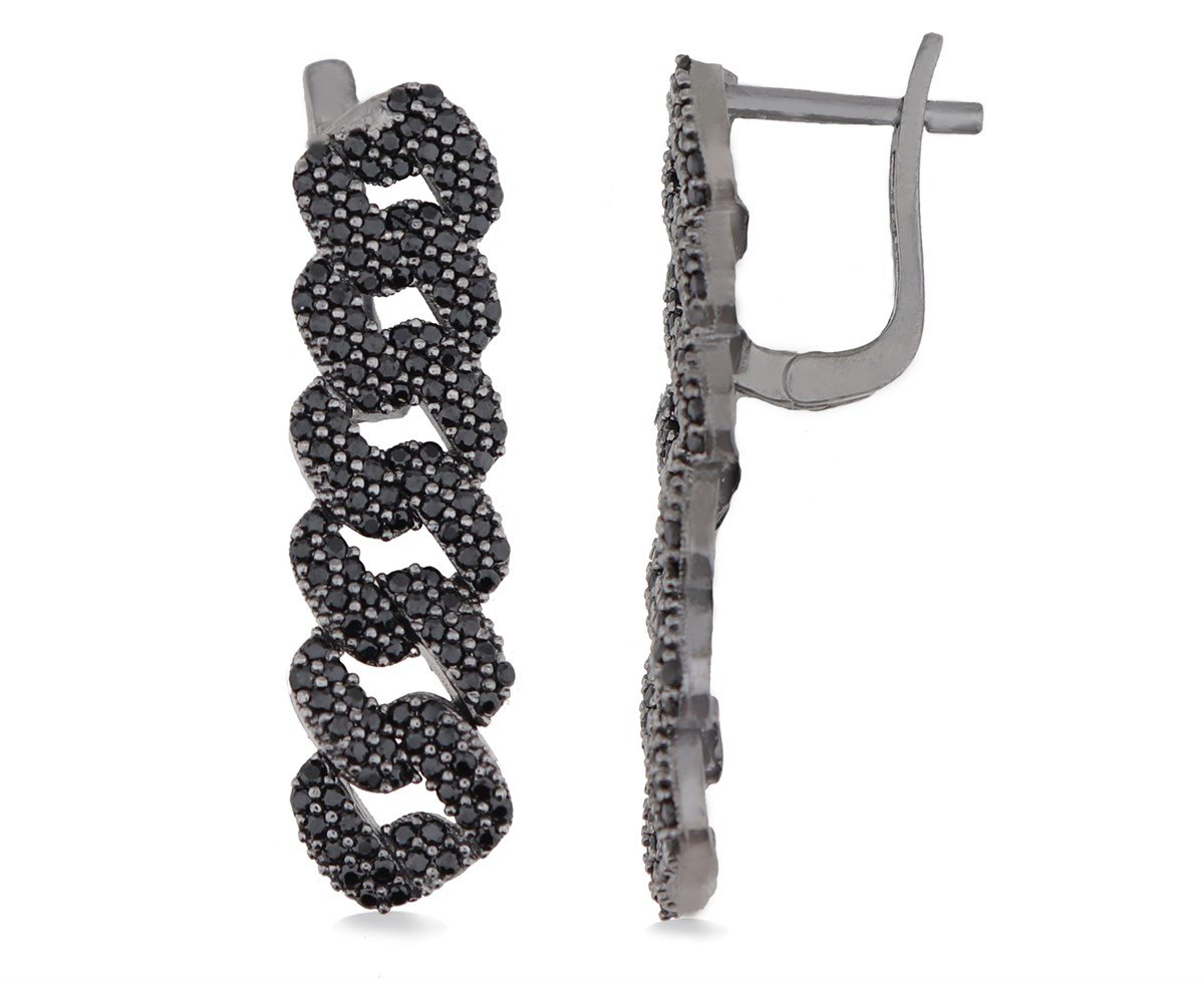 925 Ayar Gümüş Siyah Taşlı Gurmet Küpe