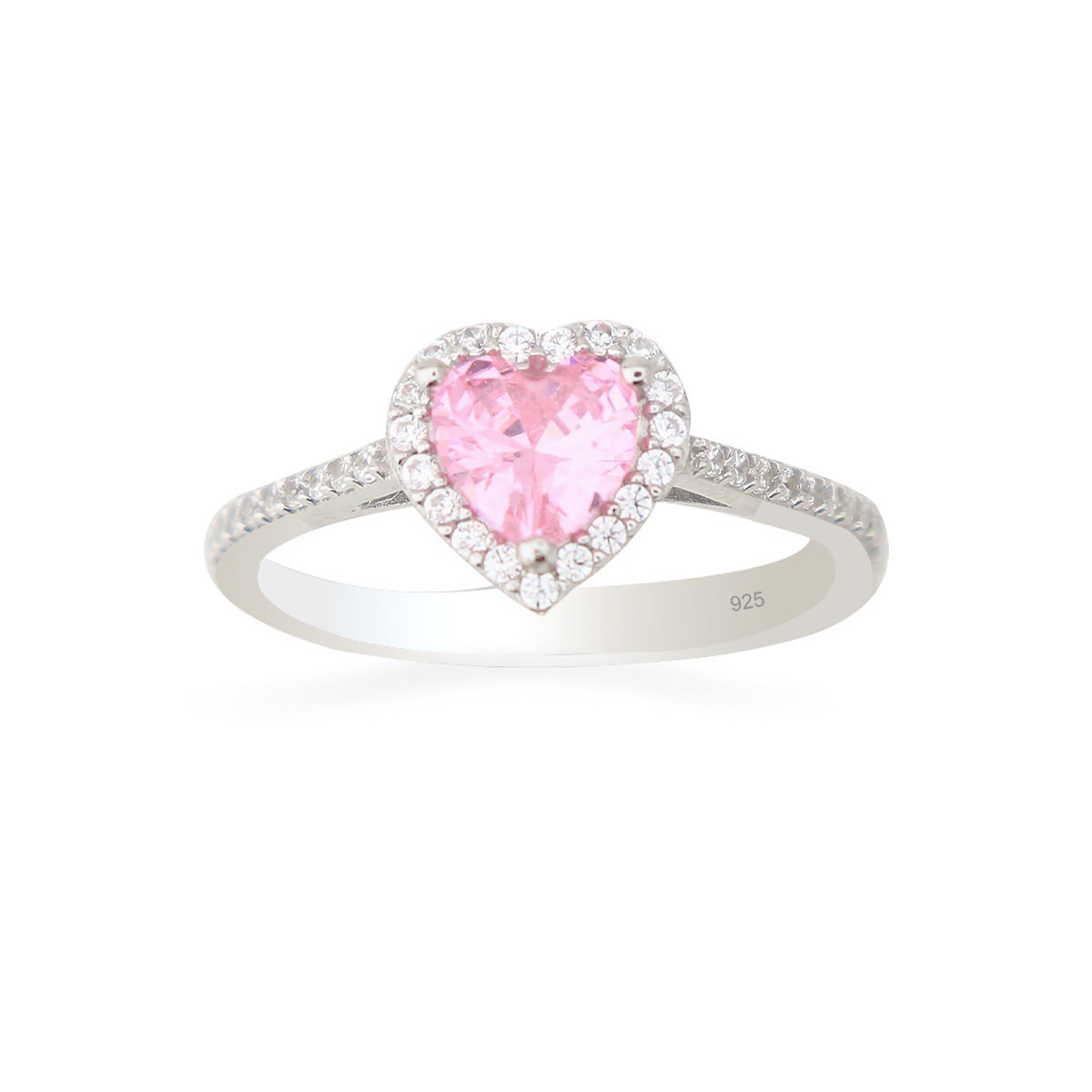 925 Ayar Gümüş Swarovski Pembe Kalp Takı Seti
