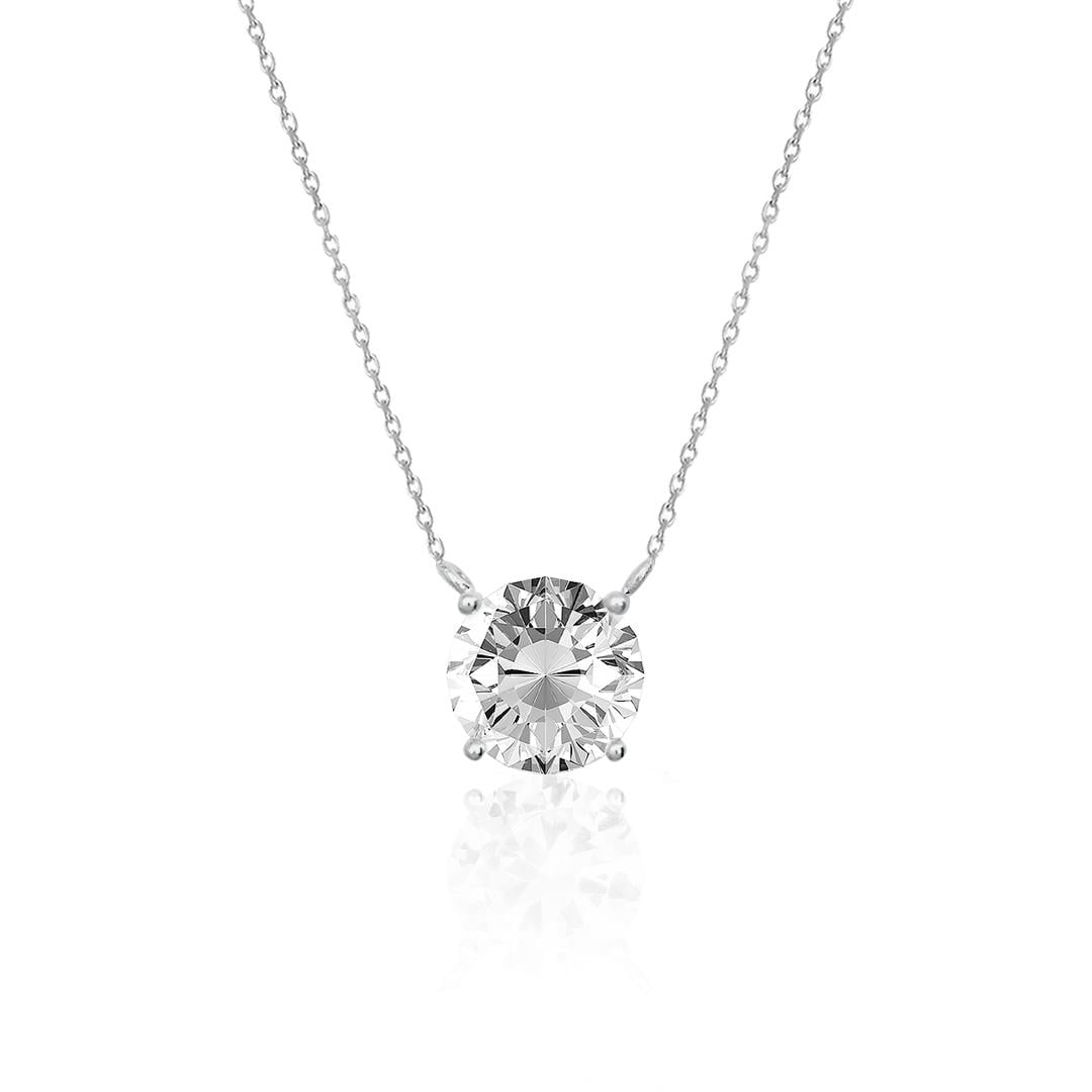 925 Ayar Gümüş Swarovski Zirkon Tek Taş Gümüş Kolye