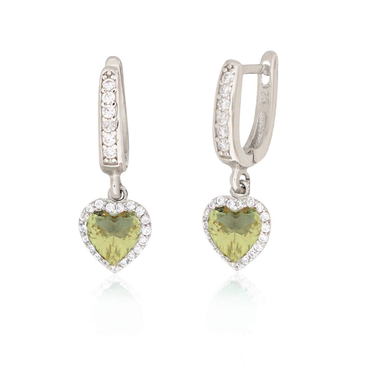 925 Ayar Gümüş Swarovski Zultanit Taş Kalp Küpe