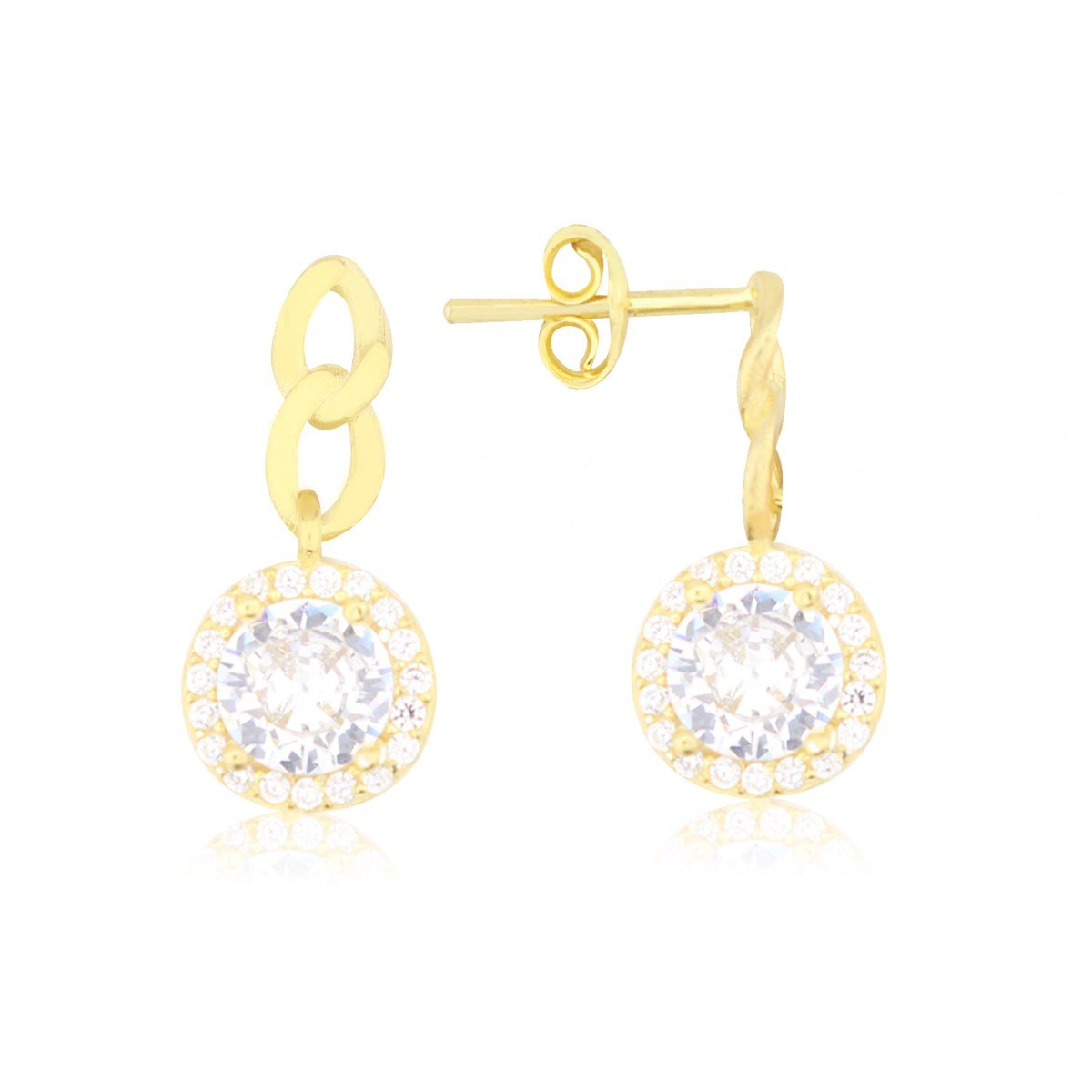 925 Ayar Gümüş Takı Seti Altın KaplamaZincir Detay