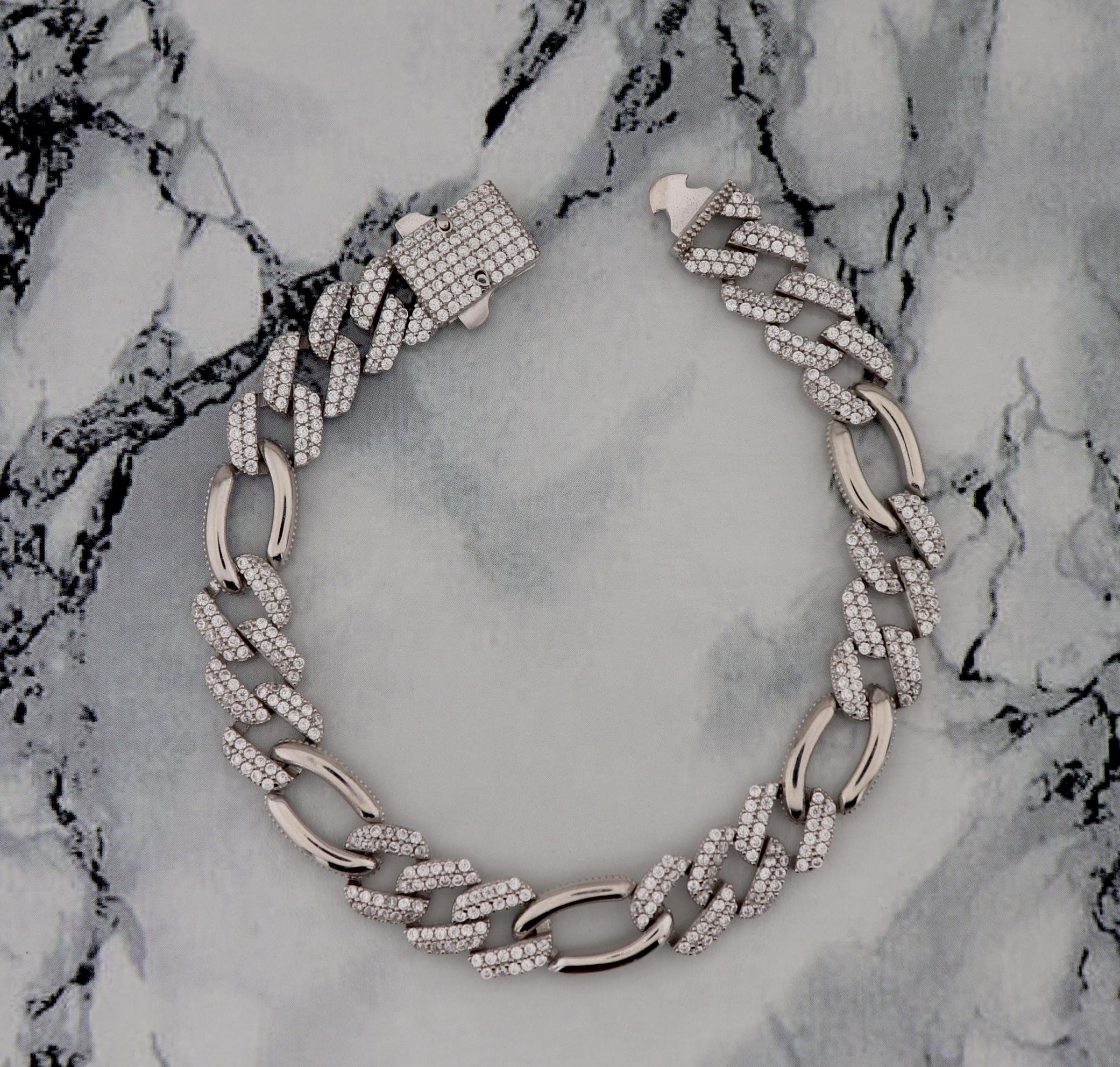 925 Ayar Gümüş Taşlı Gurmet Zincir Bileklik