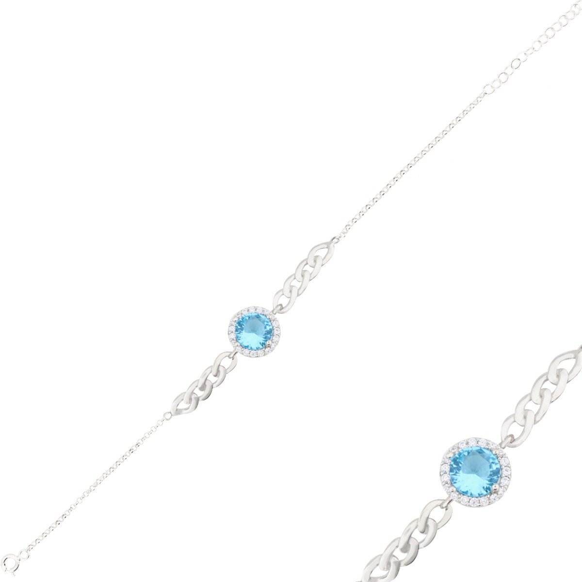 925 Ayar Gümüş Turkuaz Taş Takı Seti Zincir Detay