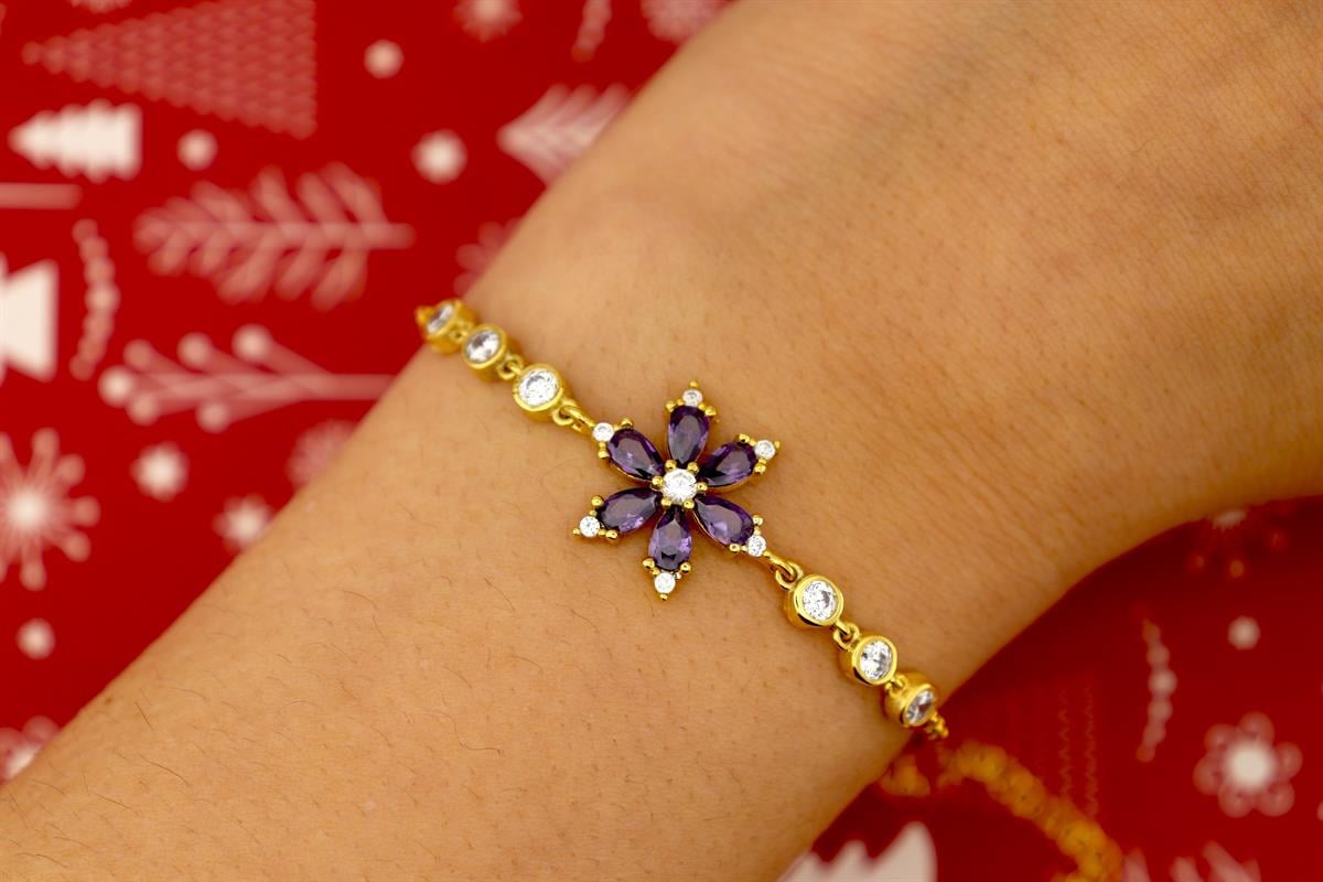 925 Ayar Gümüş Unutma Beni Çiçeği Bileklik