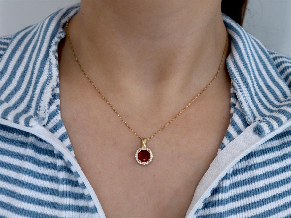 925 Ayar Gümüş Yakut Kırmızısı Takı Seti