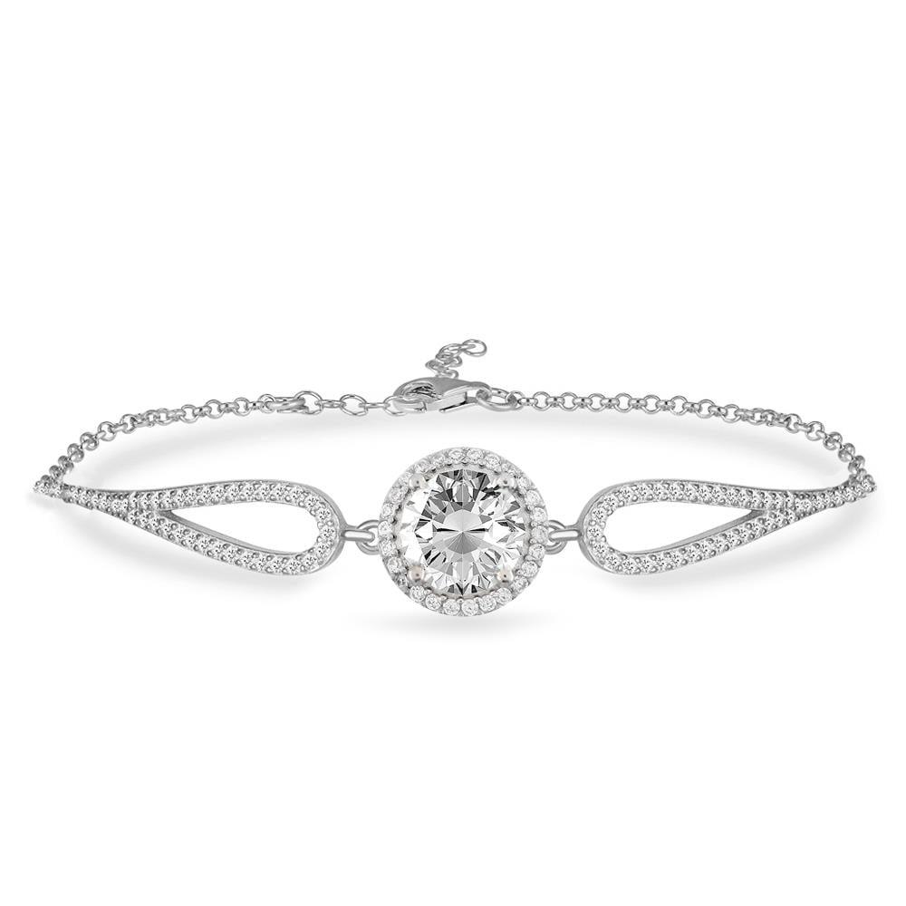 925 Ayar Gümüş Yuvarlak Kesim Bileklik