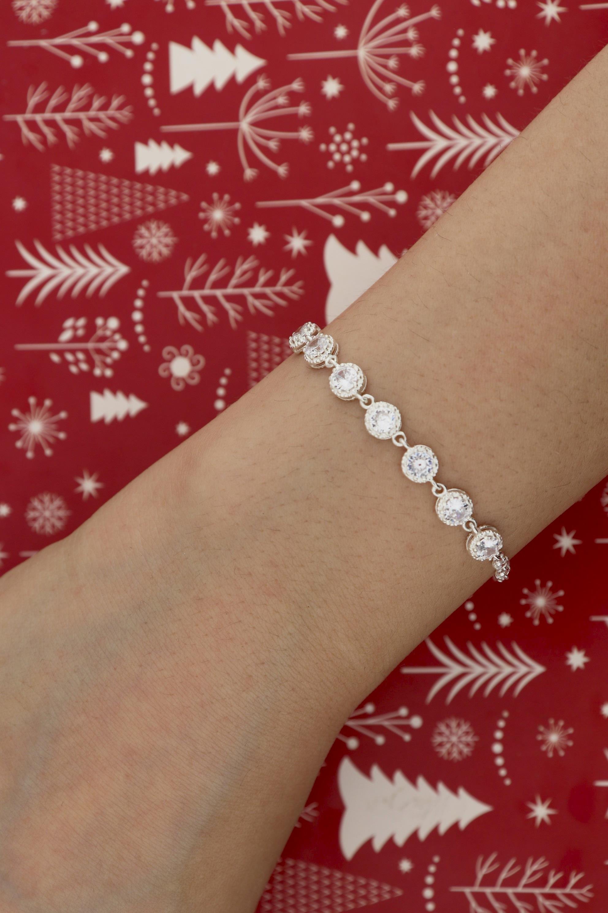 925 Ayar Gümüş Yuvarlak Taşlı Bileklik