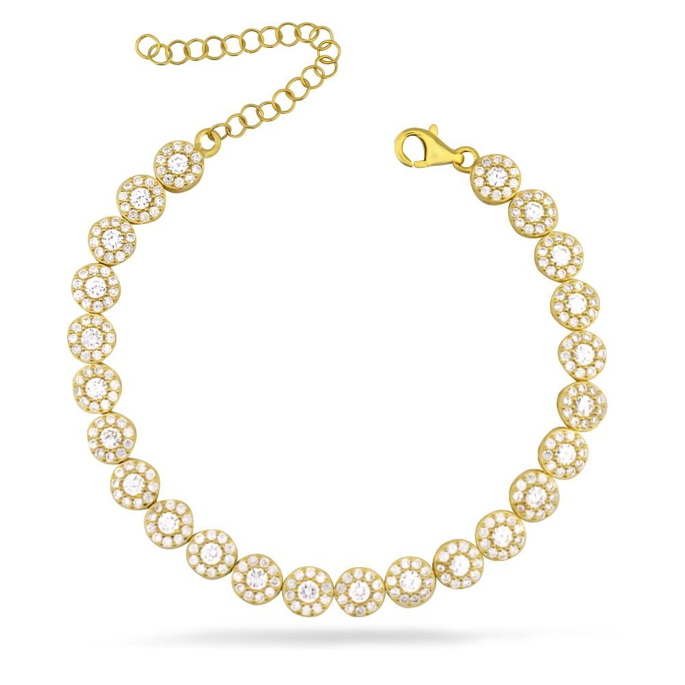 925 Ayar Gümüş Yuvarlak Taşlı Su Yolu Bileklik