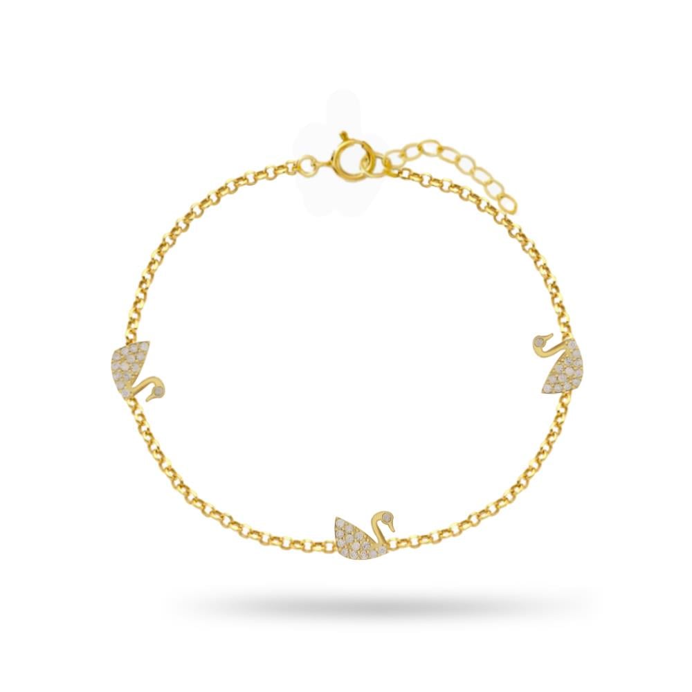 925 Ayar Gümüş Zirkon Taşlı Kuğu Bileklik