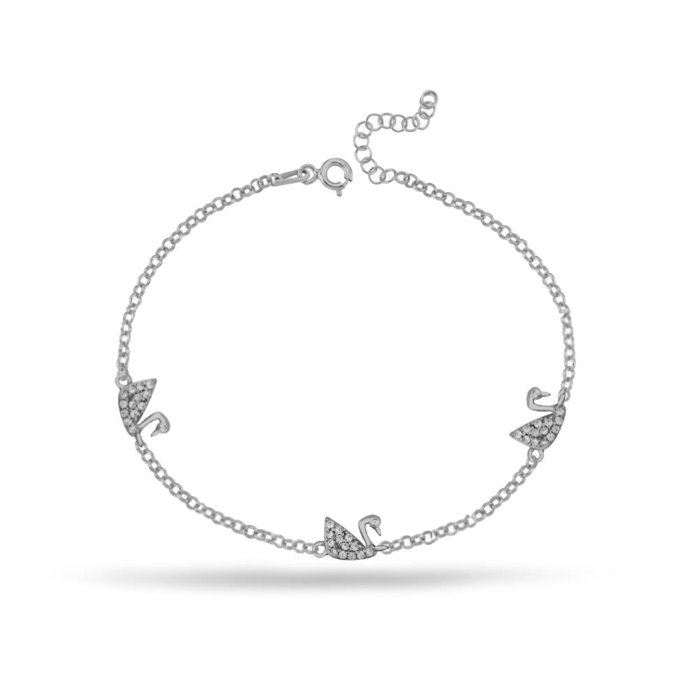 925 Ayar Gümüş Zirkon Taşlı Kuğu Bileklik