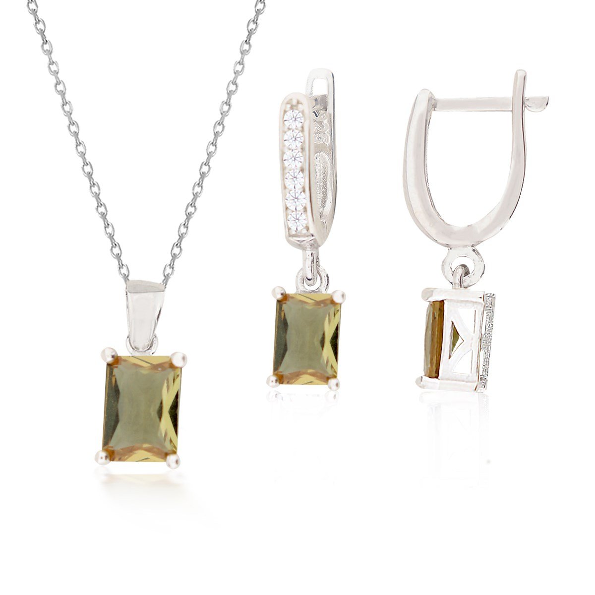 925 Ayar Gümüş Zultanit Baget Takı Seti