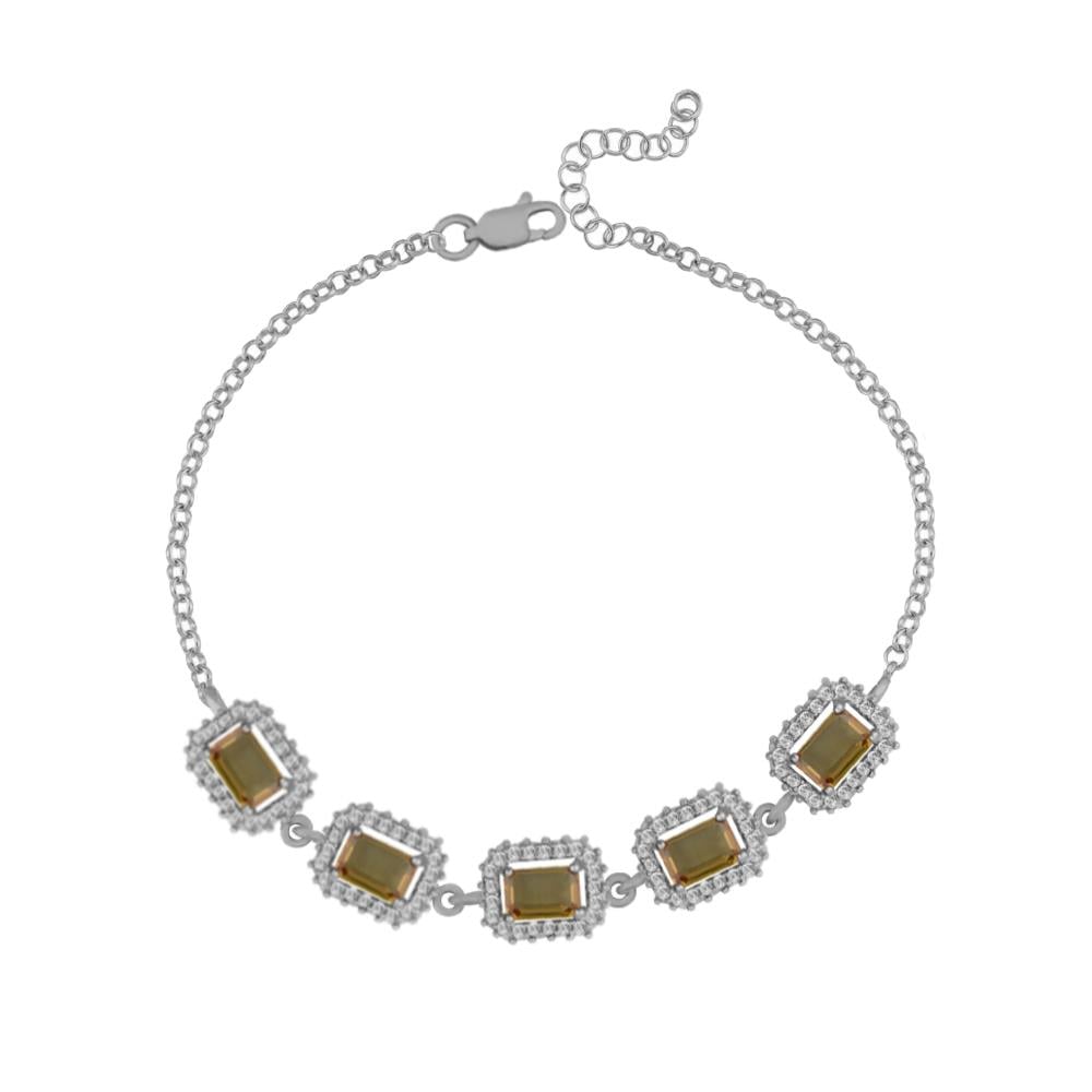 925 Ayar Gümüş Zultanit Baget Taşlı Anturaj Bileklik