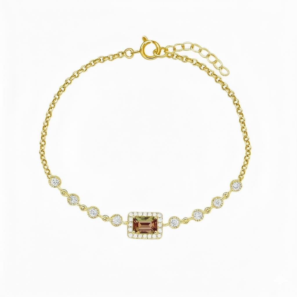 925 Ayar Gümüş Zultanit Baget Taşlı Bileklik