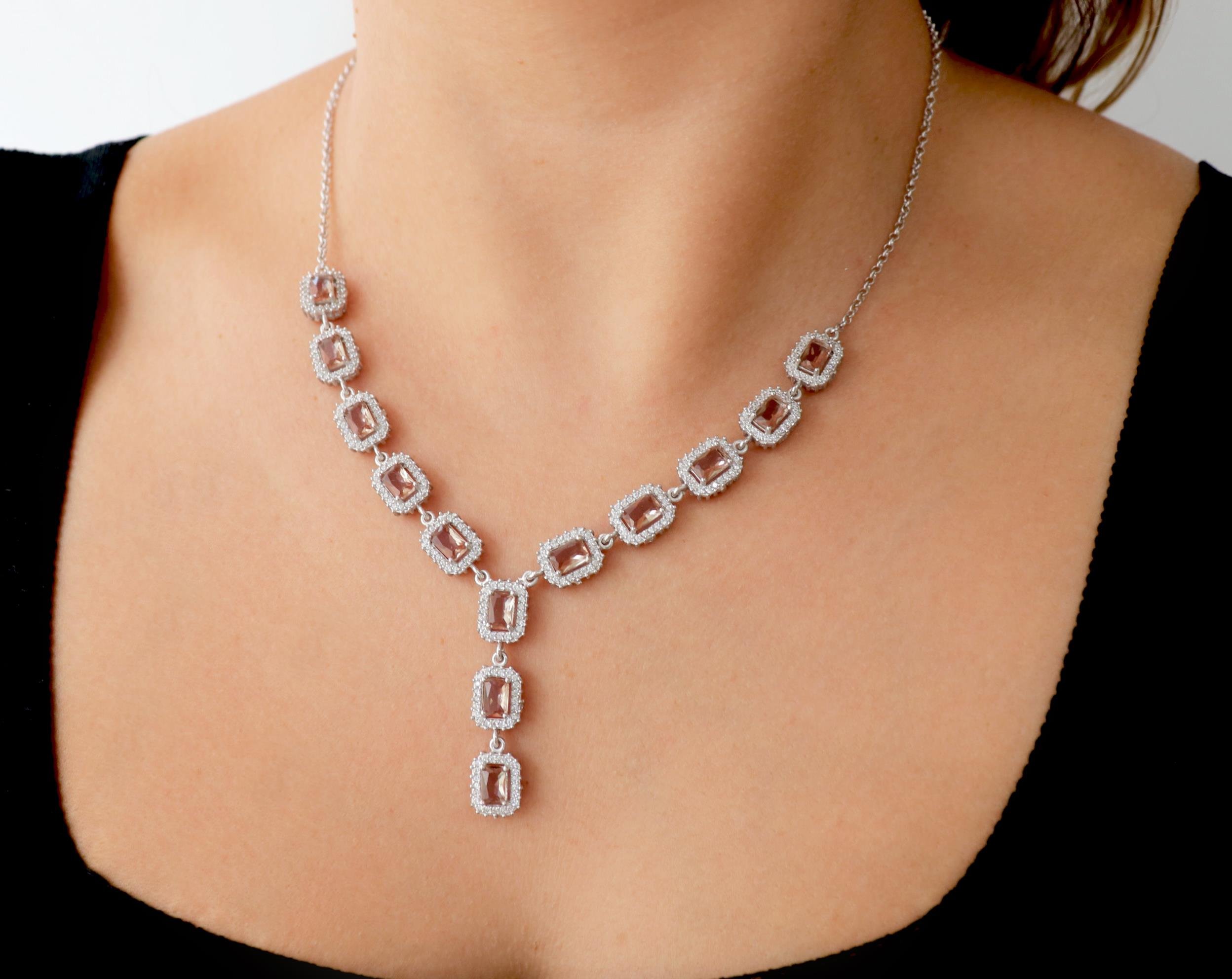 925 Ayar Gümüş Zultanit Baget Taşlı Pırlanta Montür Kolye