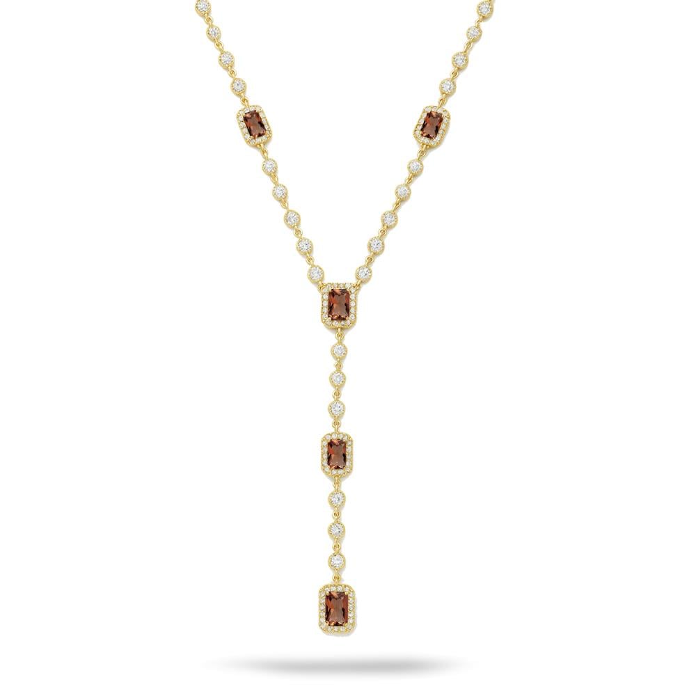 925 Ayar Gümüş Zultanit Baget Taşlı Y Model Su Yolu Detaylı Kolye