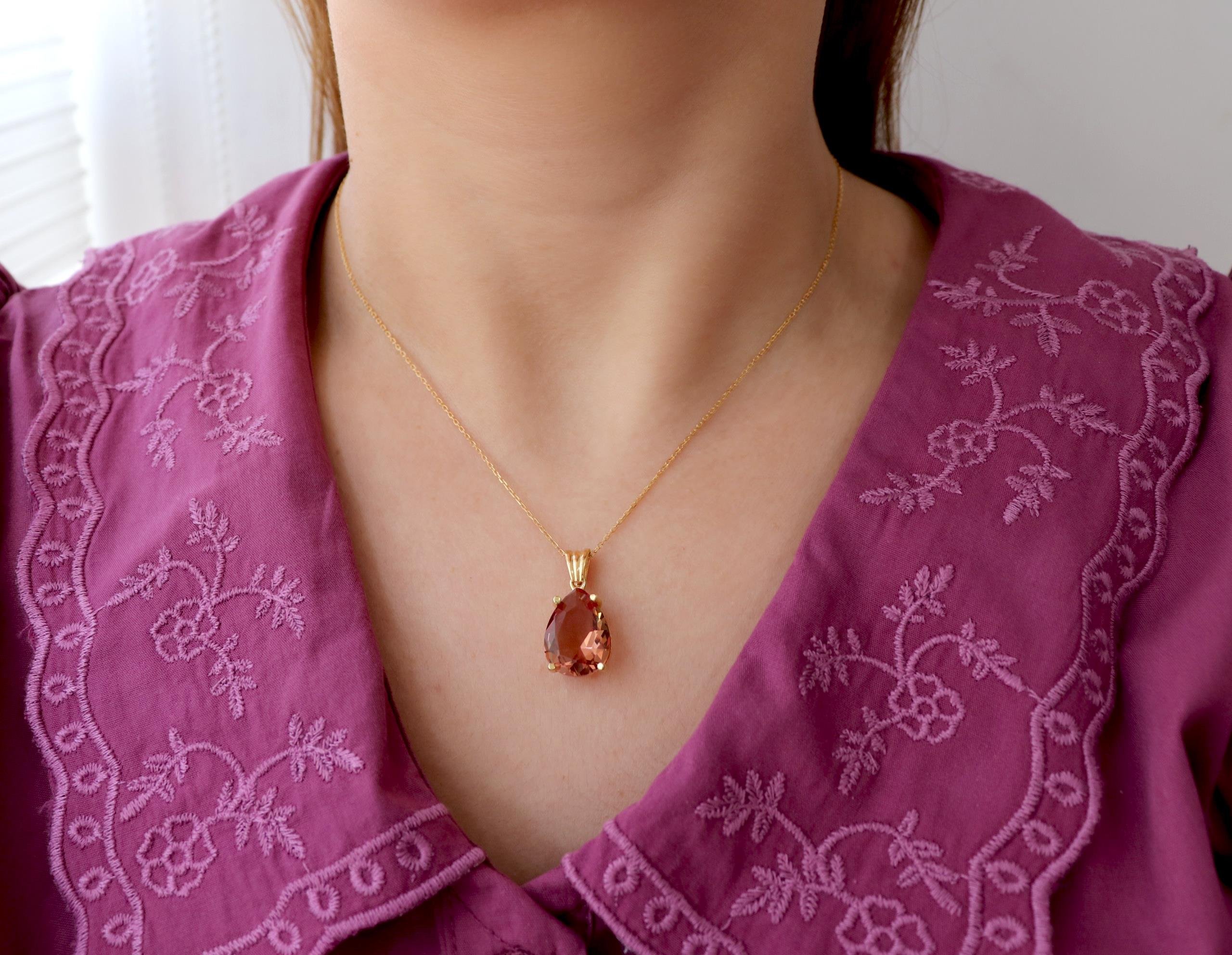 925 Ayar Gümüş Zultanit Damla Kolye