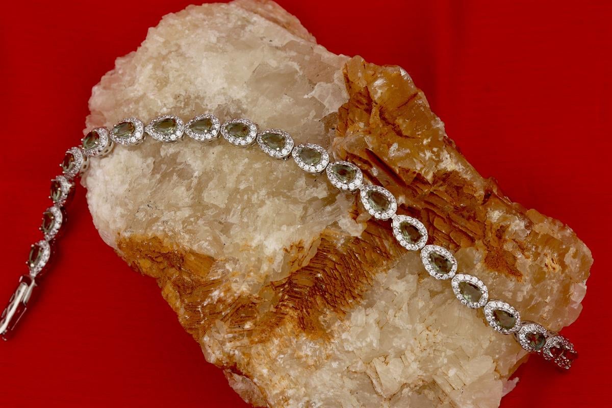 925 Ayar Gümüş Zultanit Damla Su Yolu Bileklik