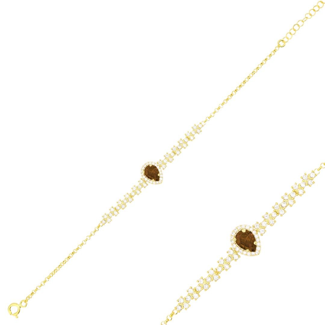 925 Ayar Gümüş Zultanit Damla Taş Bileklik