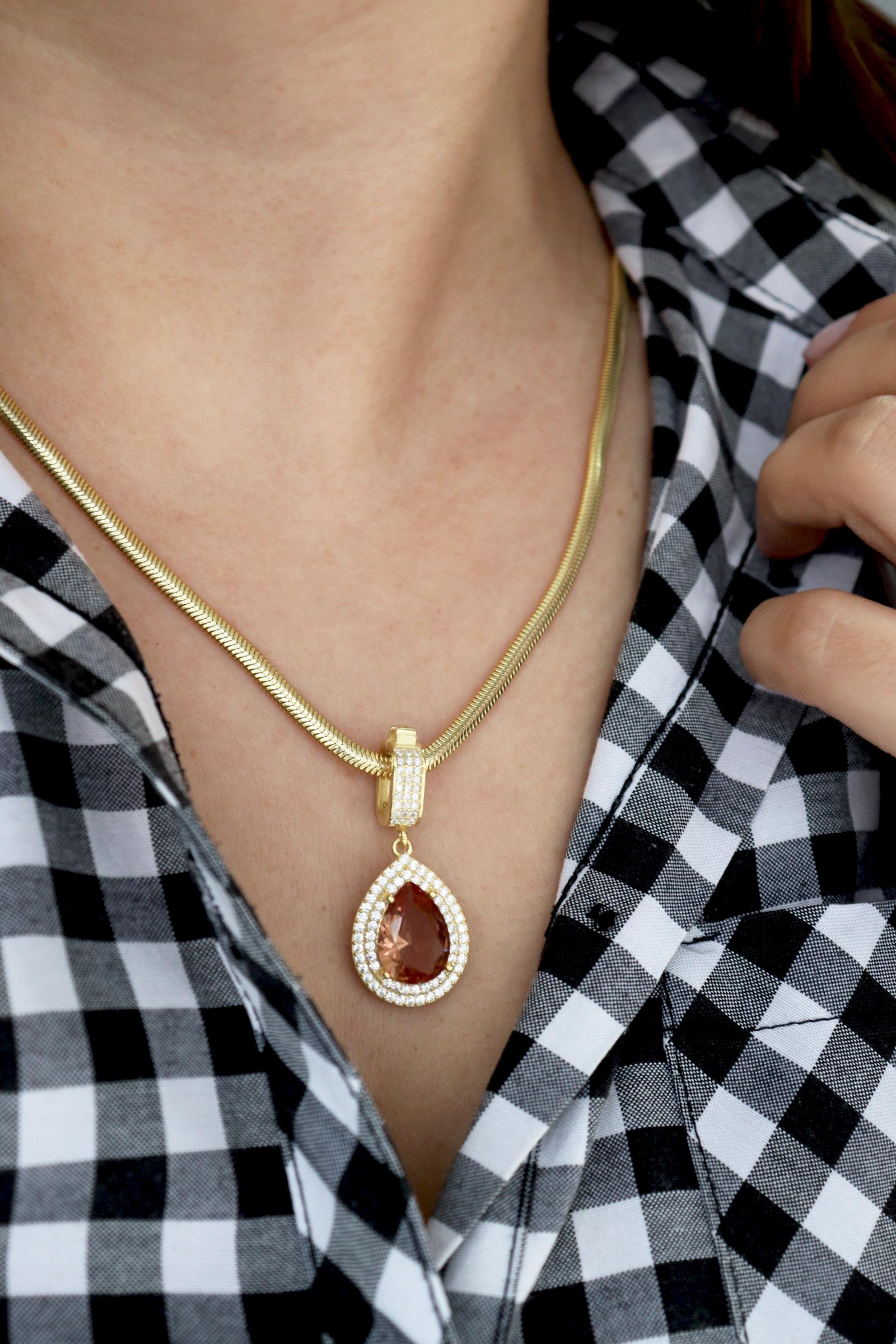 925 Ayar Gümüş Zultanit Damla Taşlı  Charm