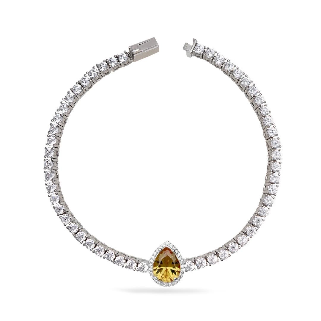 925 Ayar Gümüş Zultanit Damla Taşlı Su Yolu Bileklik