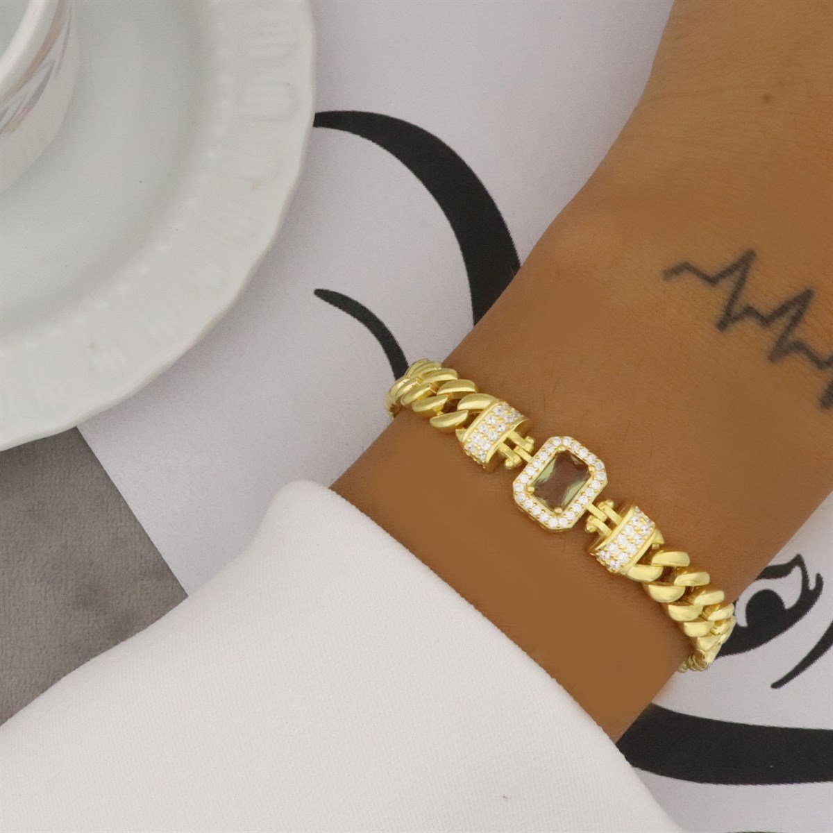 925 Ayar Gümüş Zultanıt Gold Gurmet Bileklik