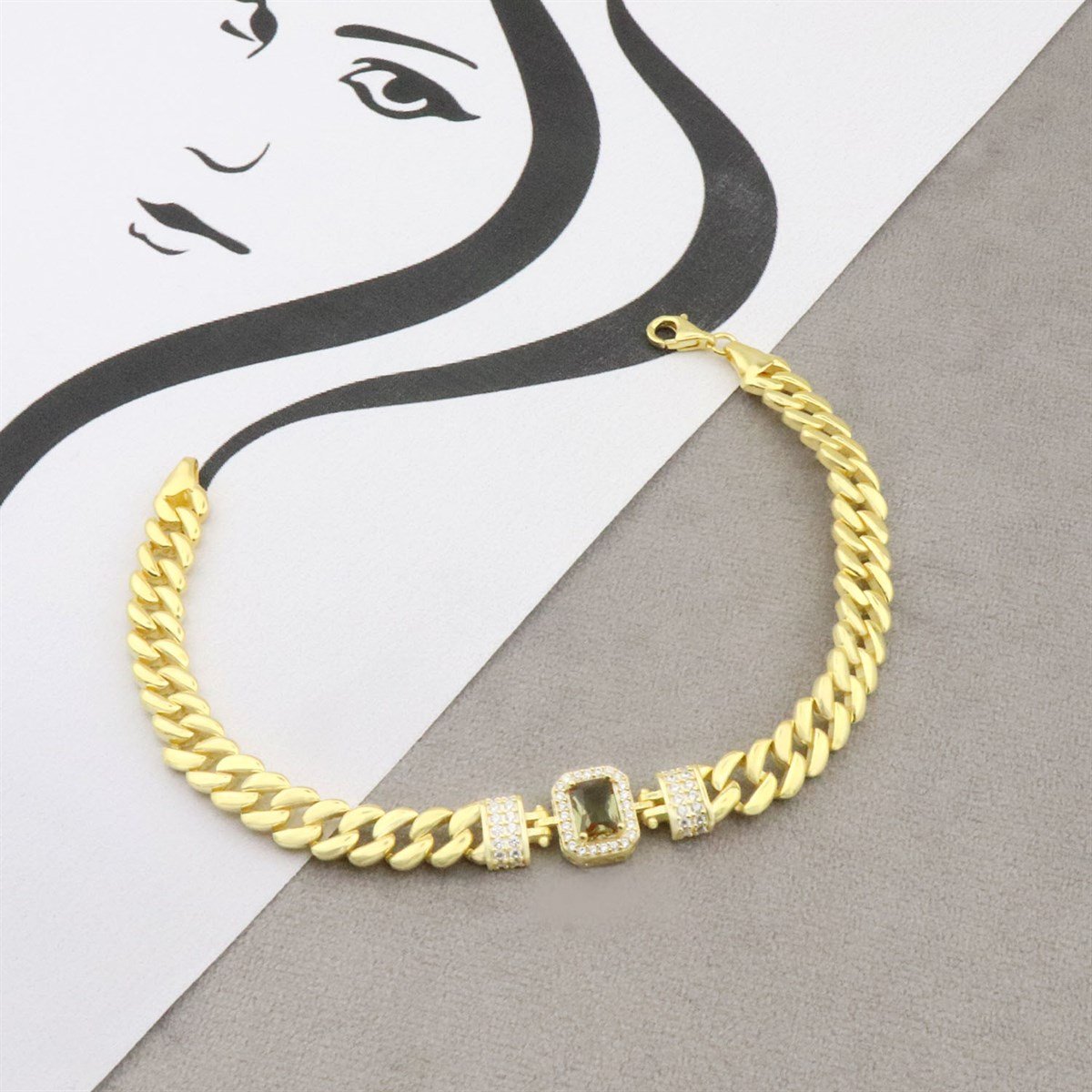 925 Ayar Gümüş Zultanıt Gold Gurmet Bileklik