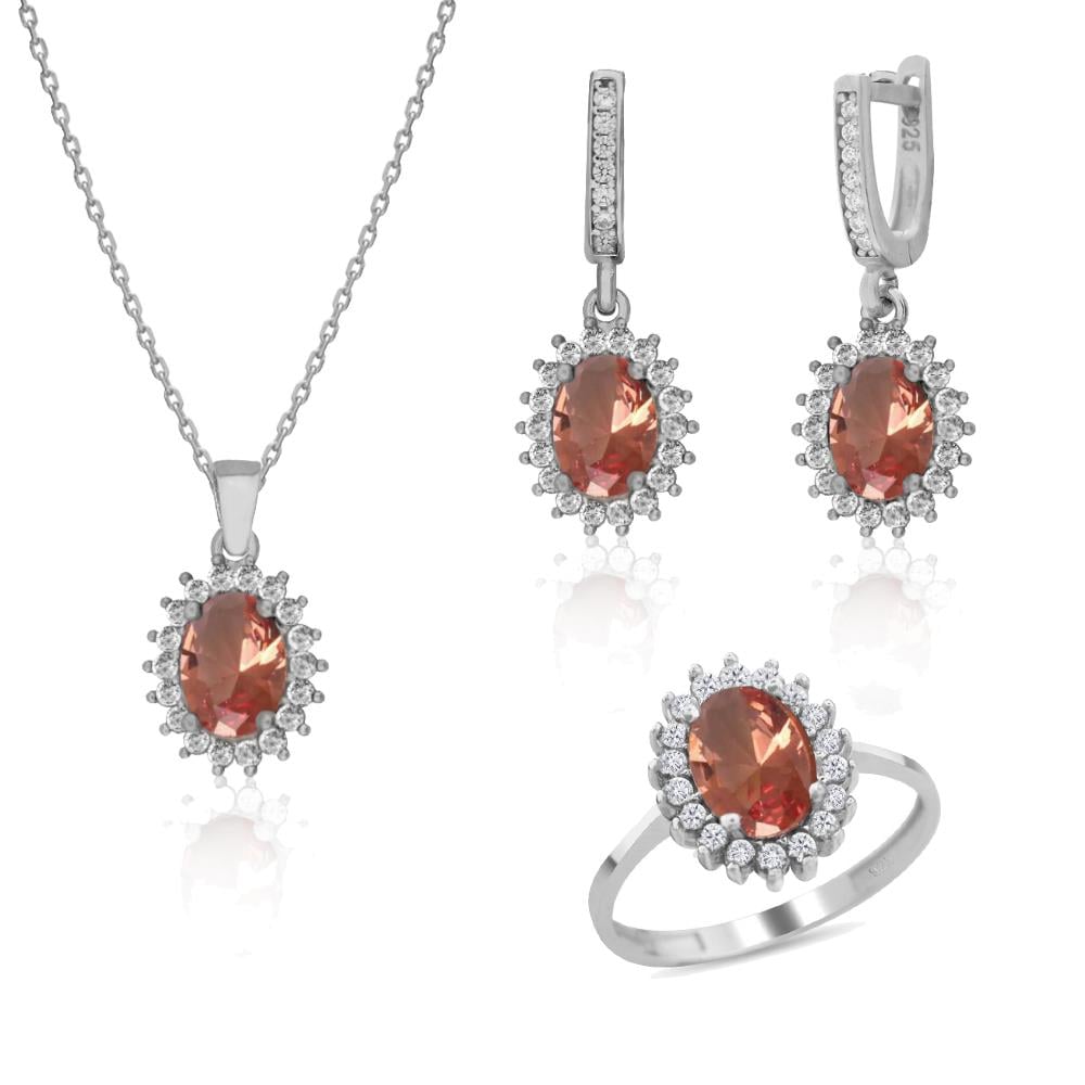 925 Ayar Gümüş Zultanit Oval Anturaj Takı Seti