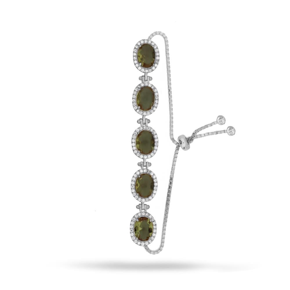 925 Ayar Gümüş Zultanit Oval Taşlı  Bileklik