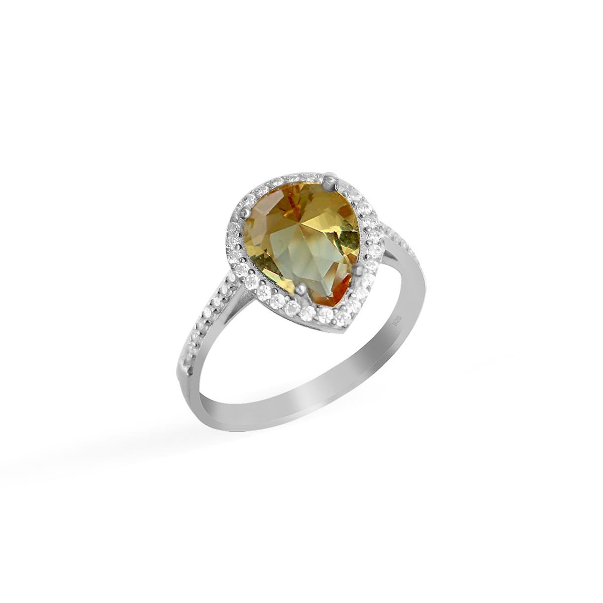 925 Ayar Gümüş Zultanit Su Damlası Yüzük