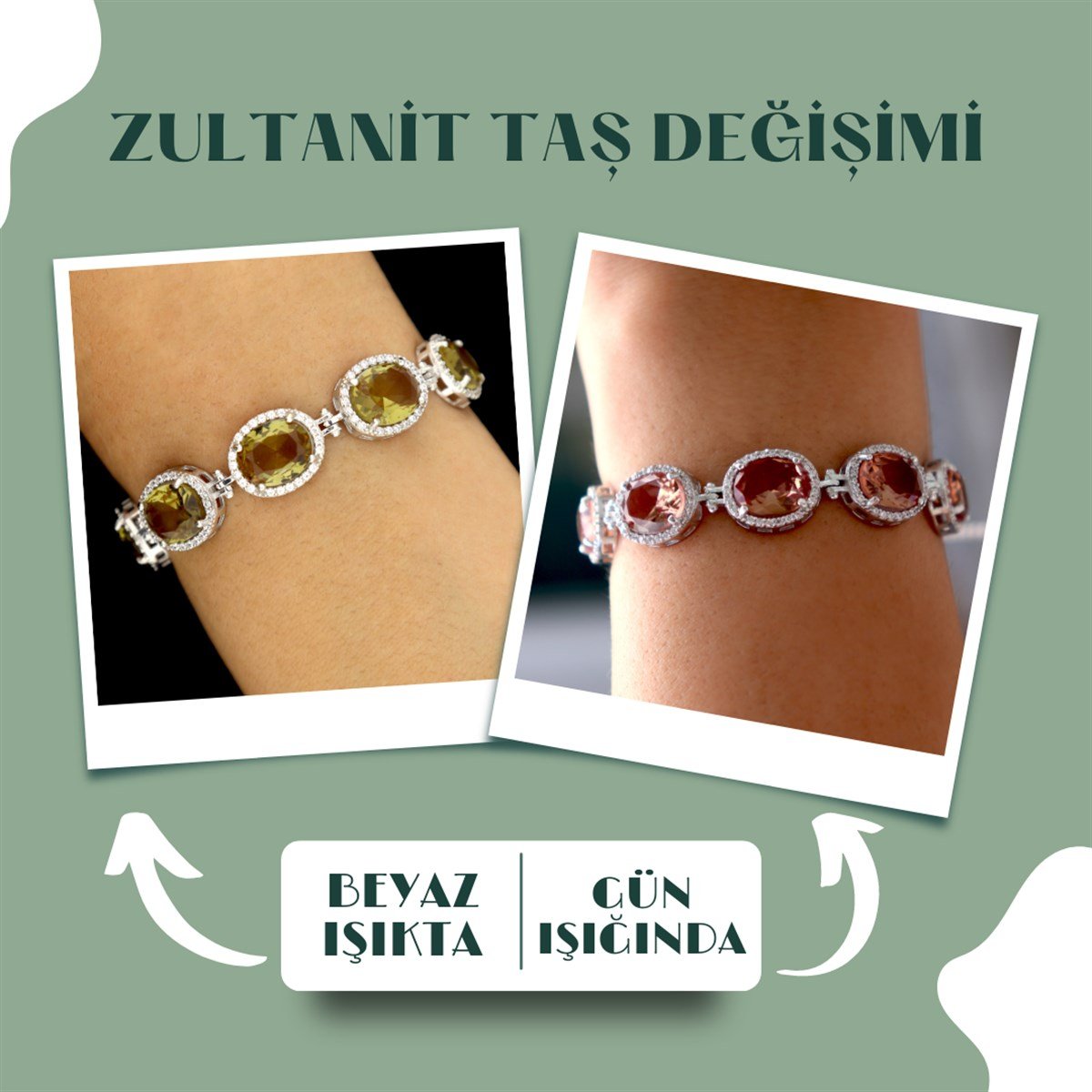 925 Ayar Gümüş Zultanit Taş Asansörlü Bileklik