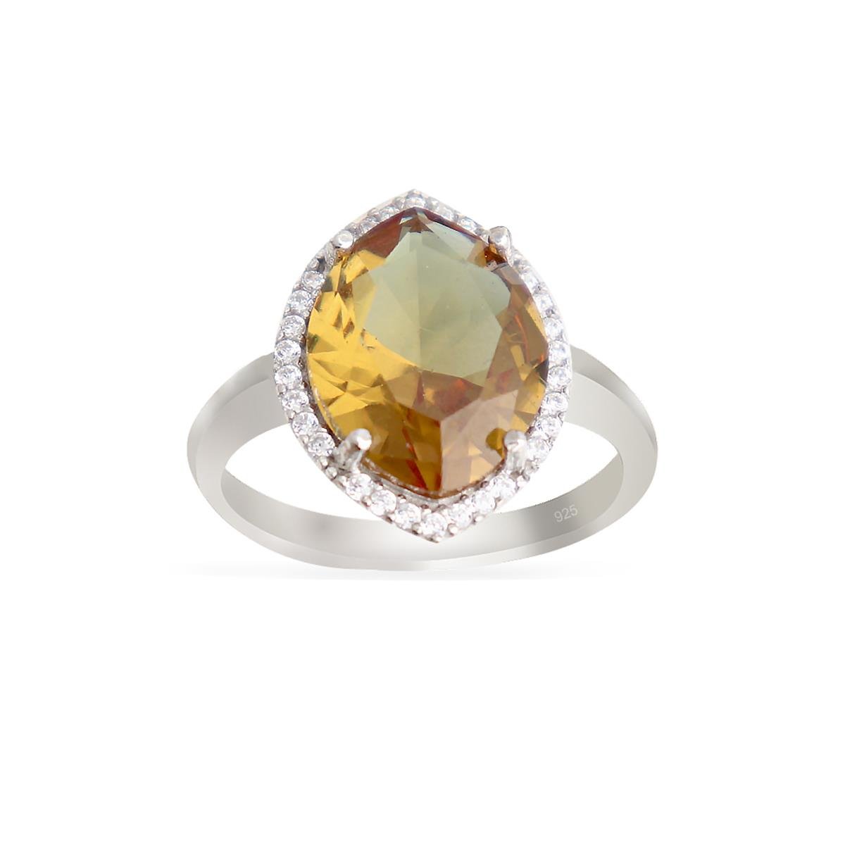 925 Ayar Gümüş Zultanit Taş Özel Kesim Markiz Yüzük