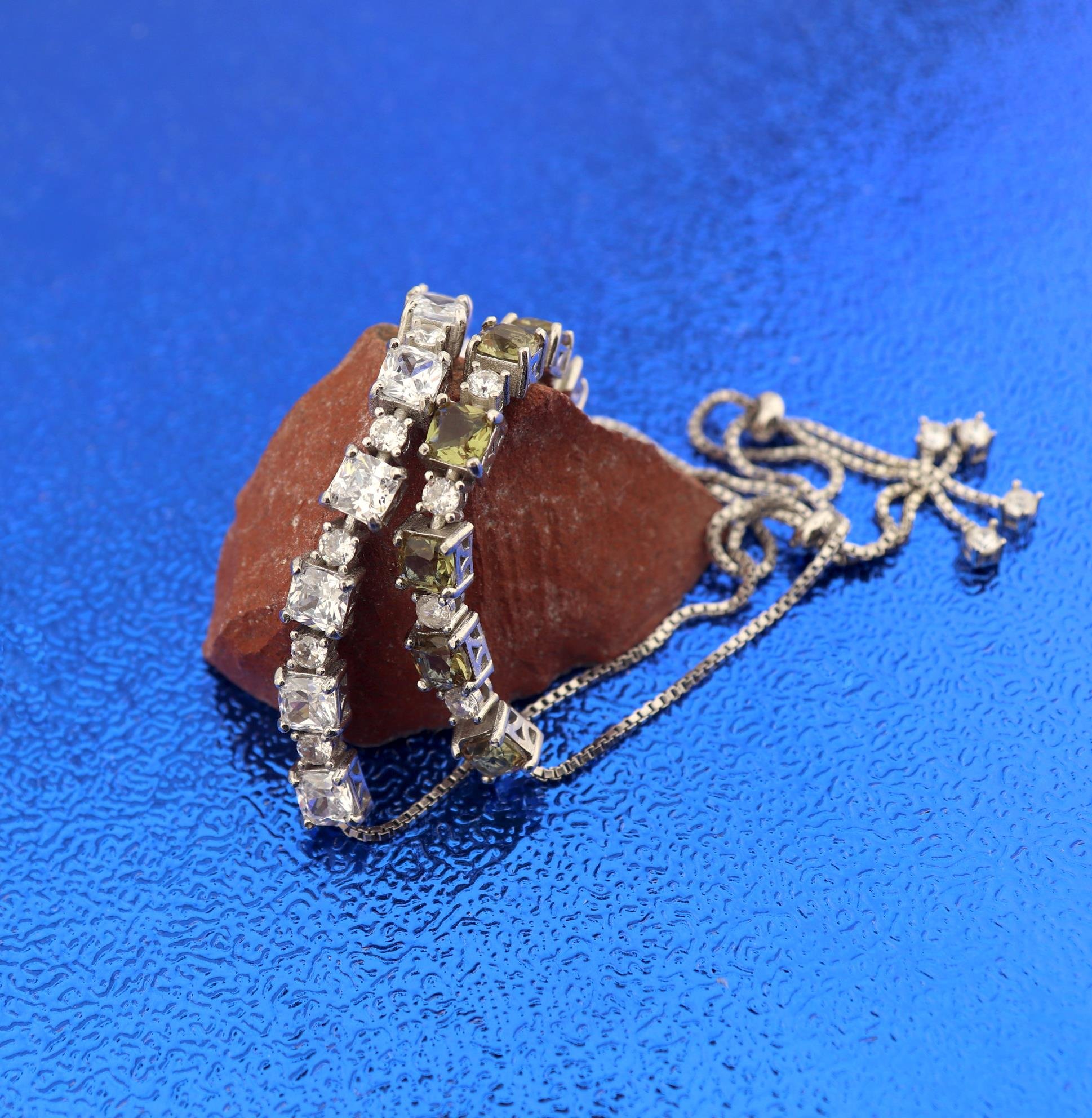 925 Ayar Gümüş Zultanit Taşlı Su Yolu Asansörlü Bileklik