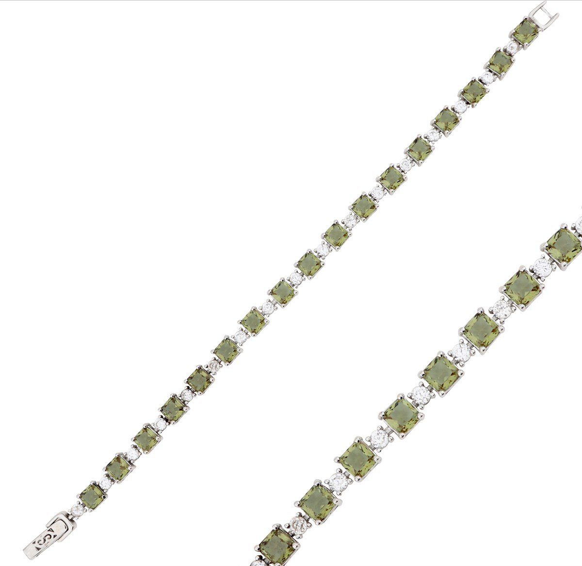 925 Ayar Gümüş Zultanit Taşlı Su Yolu Bileklik