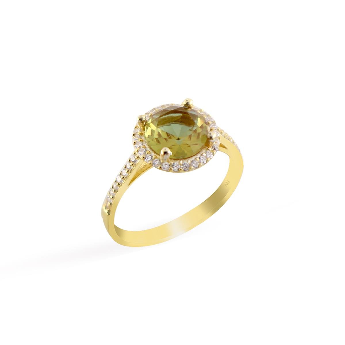 925 Ayar Gümüş Zultanit Taşlı Yuvarlak Yüzük