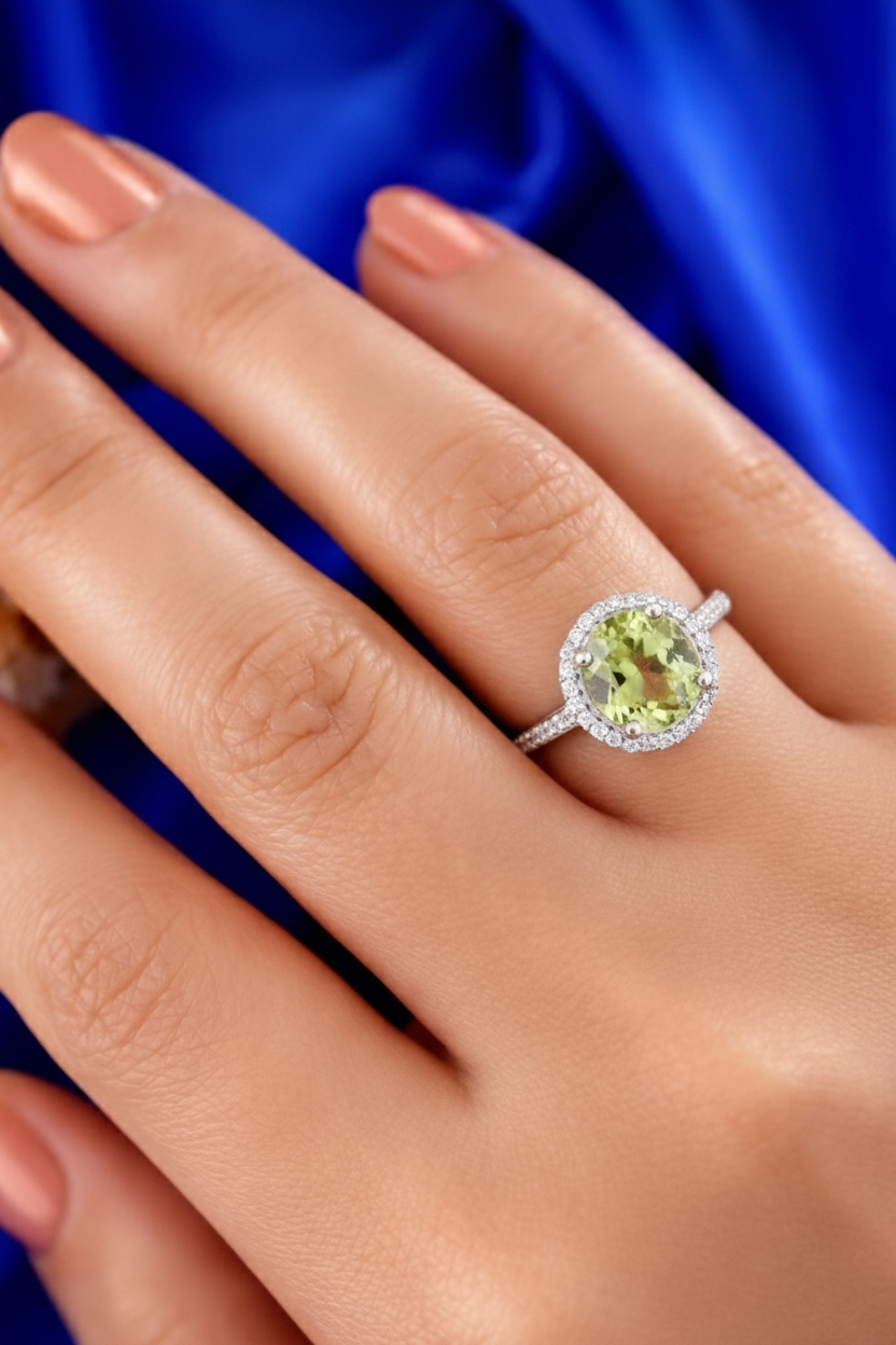 925 Ayar Gümüş Zultanit Taşlı Yuvarlak Yüzük