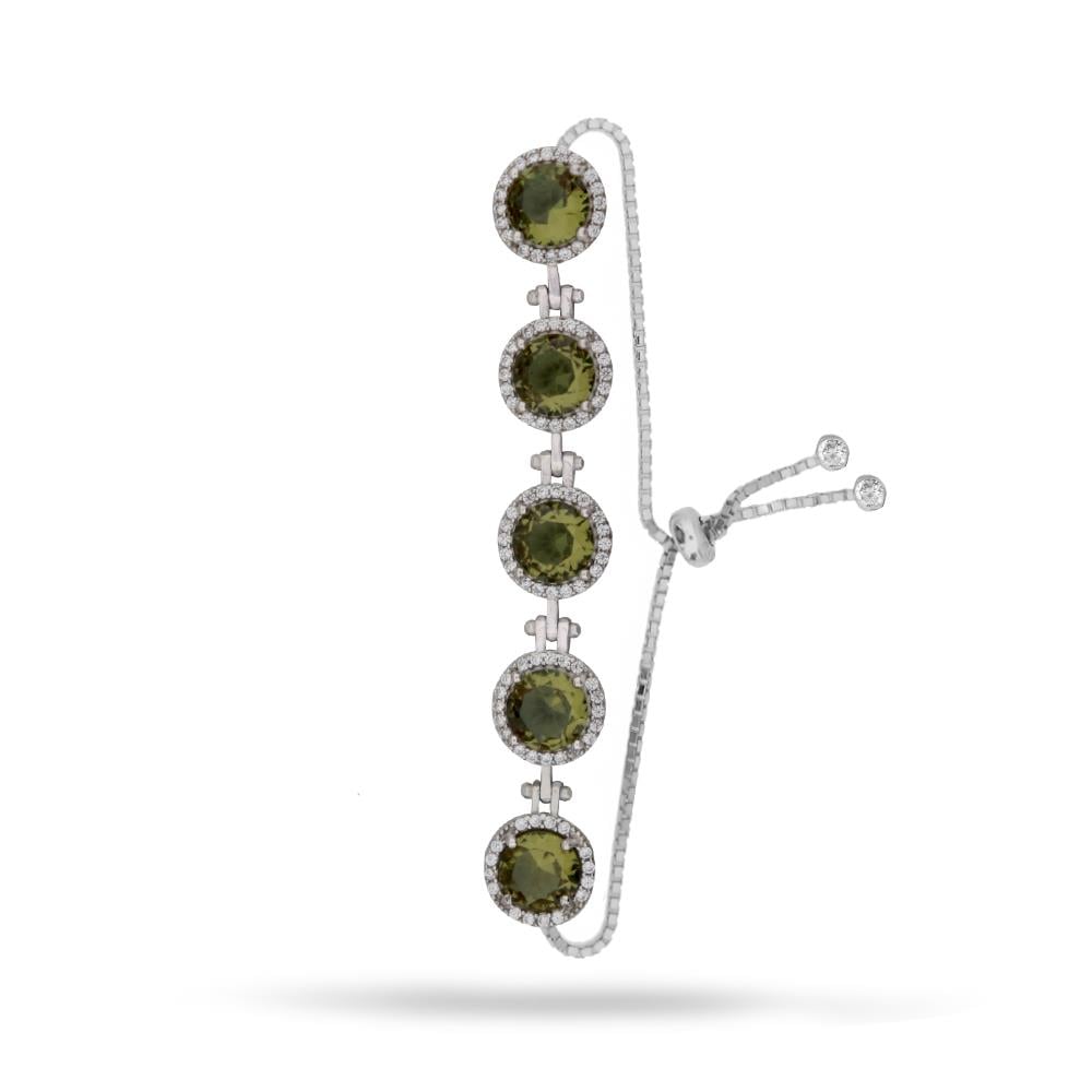 925 Ayar Gümüş Zultanit Yuvarlak Taşlı  Bileklik