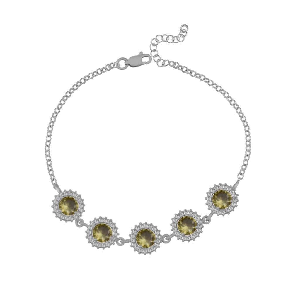 925 Ayar Gümüş Zultanit Yuvarlak Taşlı Anturaj Bileklik