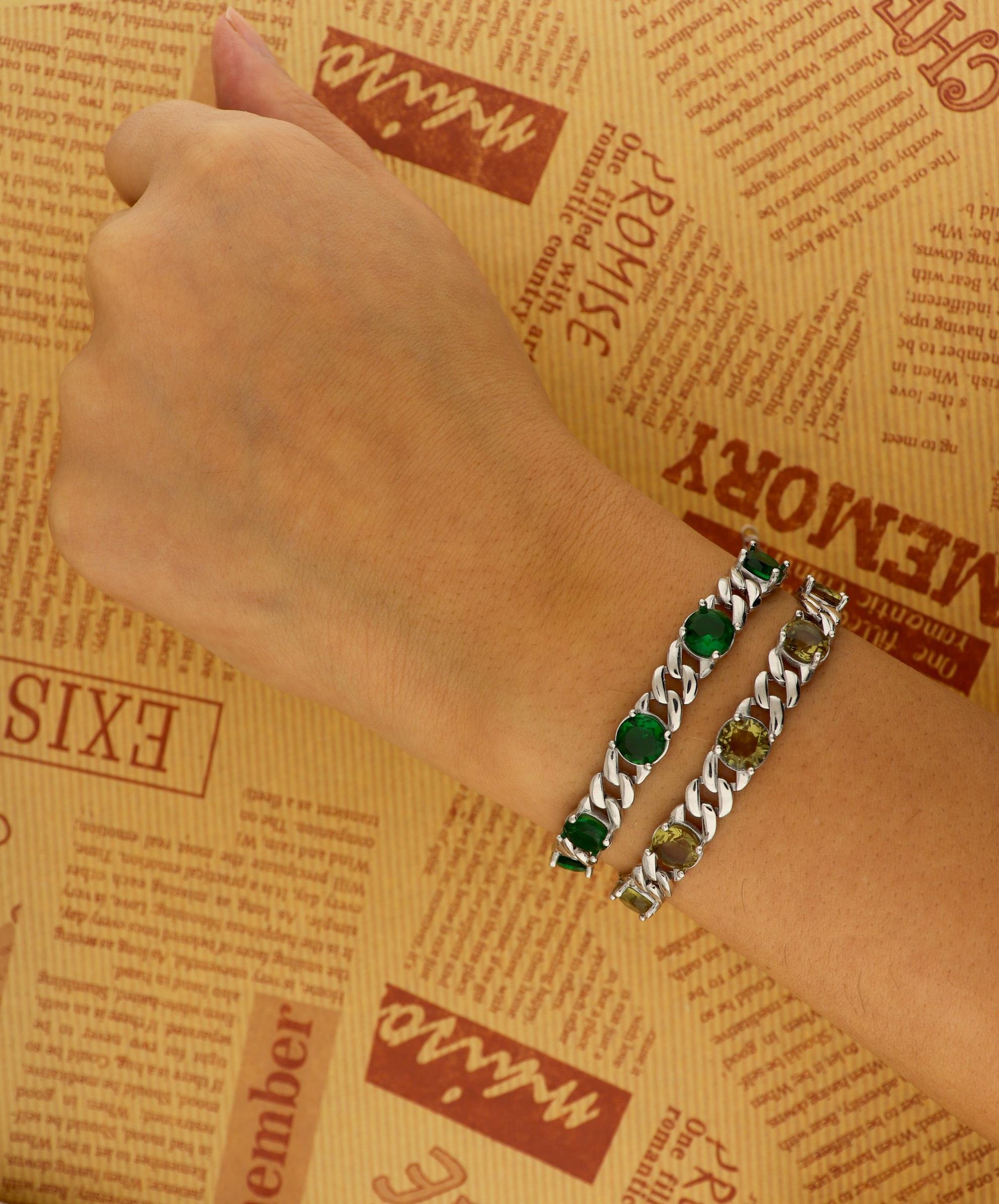 925 Ayar Gümüş Zultanit Yuvarlak Taşlı Gurmet Bileklik