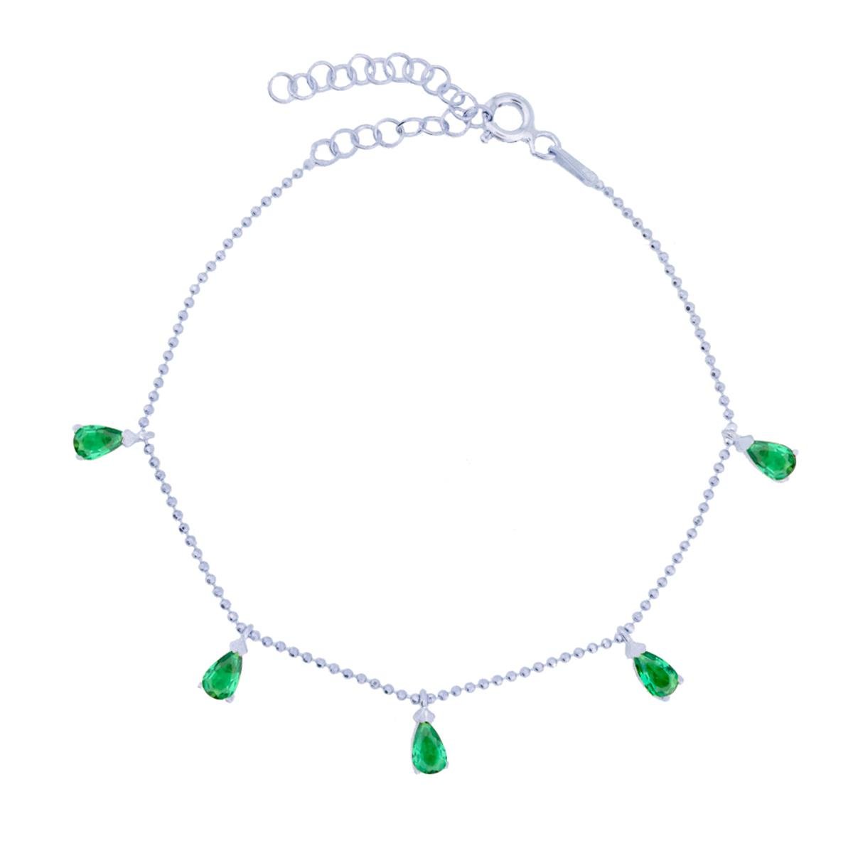 925 Ayar Gümüş Zümrüt Damla Taşlı Shakira Gümüş Bileklik